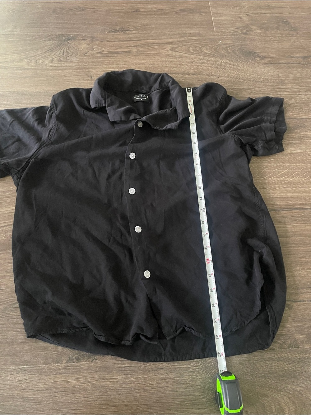 Men's Aetos Short Sleeve Black Button-Up Shirt, Size Medium - Picture 4 of 6
